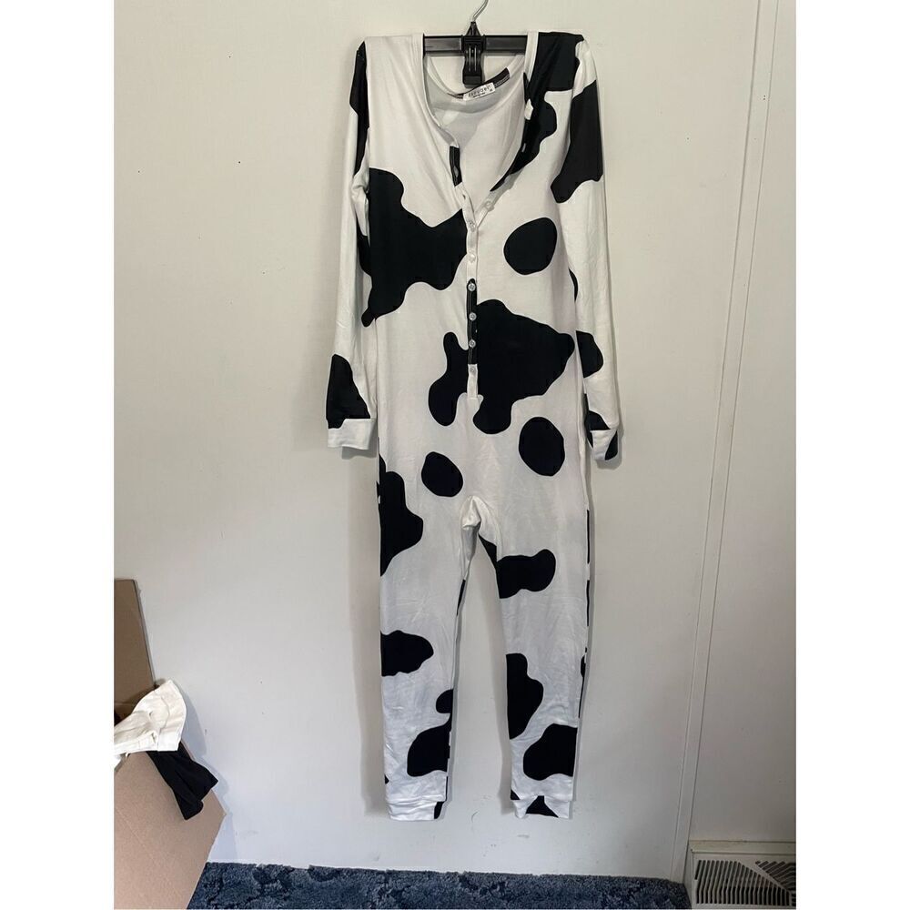 Ekouaer Women’s XS Black White Spotted Cow Costume Halloween Seasonal NWOT